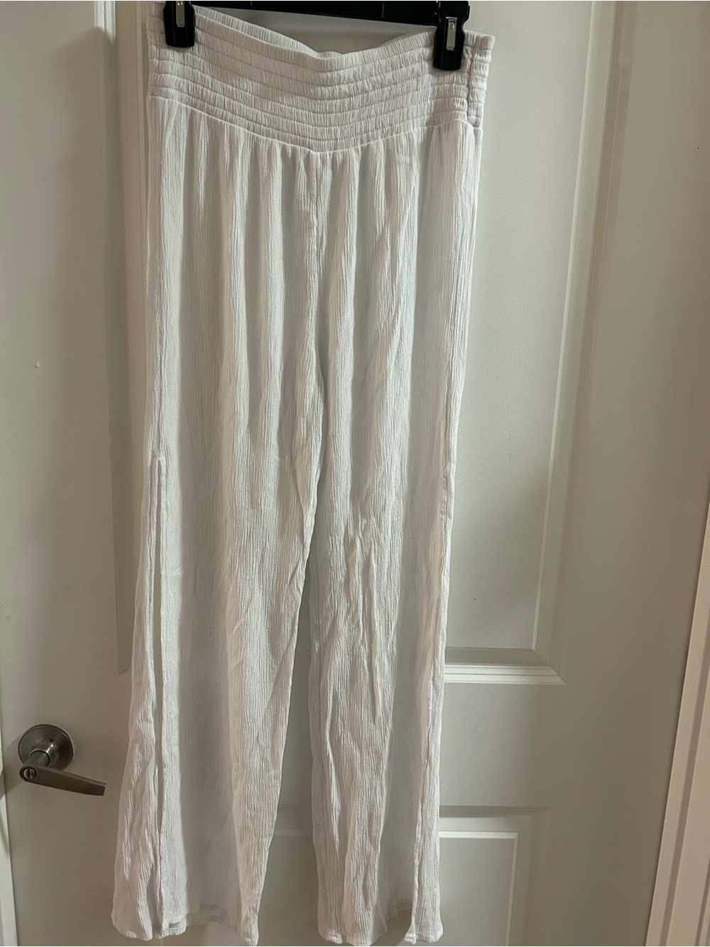 White Wide-Leg Beach Pants